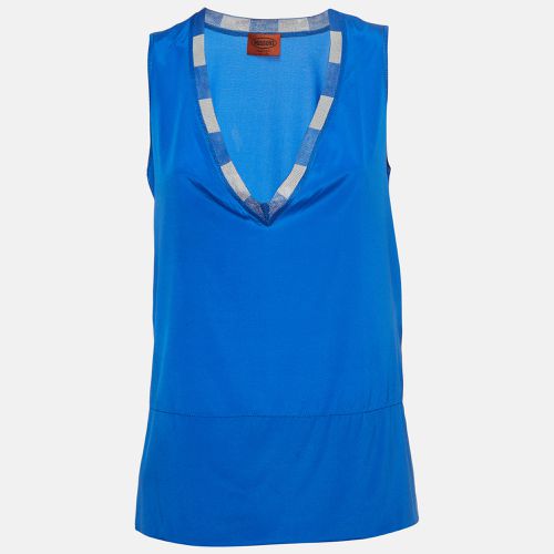 Missoni Blue Silk V-Neck Sleeveless Top S - Missoni - Modalova