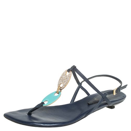 Missoni Blue Leather Thong Sandals Size 37 - Missoni - Modalova