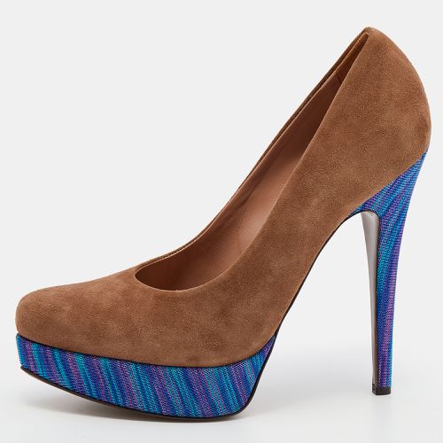 Blue Suede And Knit Fabric Platform Pumps Size 38 - Missoni - Modalova