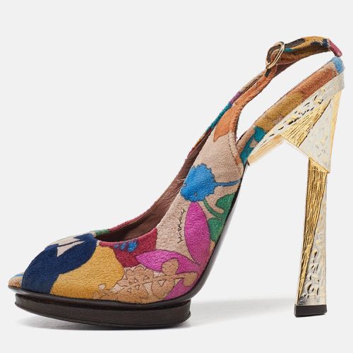 Missoni Multicolor Velvet Peep Toe Slingback Sandals Size 39.5 - Missoni - Modalova