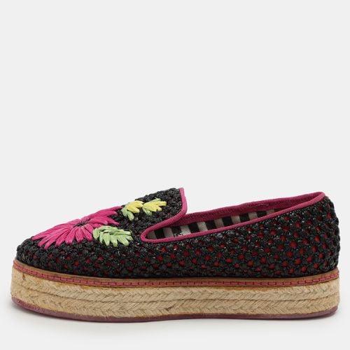 Woven Raffia Floral Detail Platform Espadrille Smoking Slippers Size 35 - Missoni - Modalova