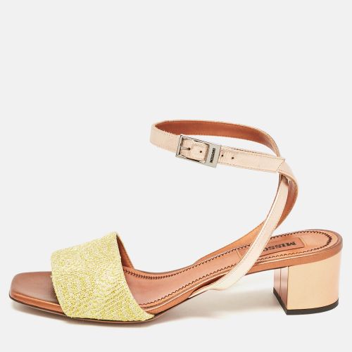 Missoni Gold/Yellow Leather and Lurex Fabric Ankle Strap Sandals Size 38 - Missoni - Modalova