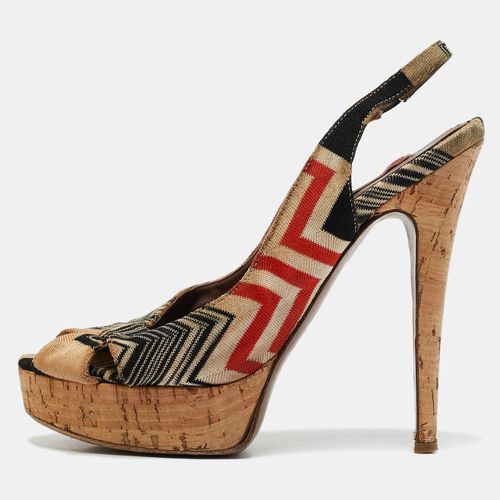 Missoni Multicolor Knit Fabric Platform Slingback Sandals Size 36 - Missoni - Modalova