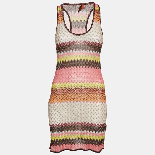 Missoni Mare Multicolor Chevron Lurex Knit Sheer Cover-Up Mini Dress S - Missoni Mare - Modalova