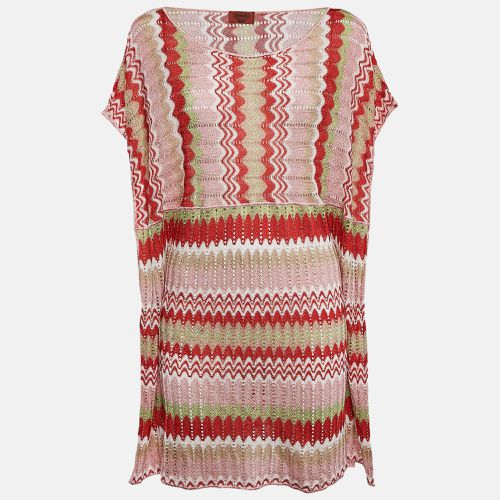 Missoni Mare Pink/Red Pointelle Lurex Knit Cover-Up Mini Dress M - Missoni Mare - Modalova