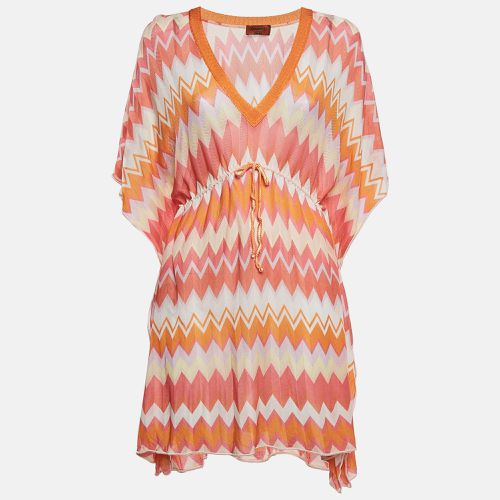 Missoni Mare Orange Chevron Knit Drawstring Cover-Up Kaftan Dress S - Missoni Mare - Modalova