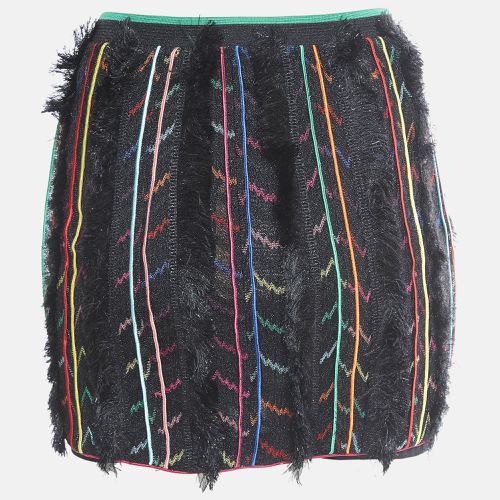 Missoni Black Stripe Lurex Knit Fringed Mini Skirt S - Missoni - Modalova