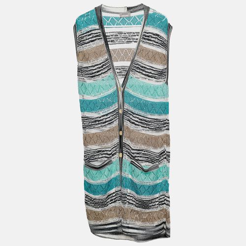 Missoni Sport Multicolor Striped Knit Sleeveless Button Front Cardigan L - Missoni Sport - Modalova