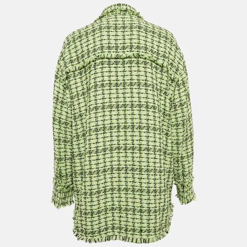 MSGM Green Tweed Fringed Jacket S - MSGM - Modalova