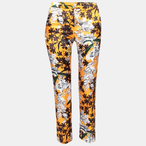 MSGM Orange Floral Print Sateen Relaxed Fit Tapered Trousers S - MSGM - Modalova