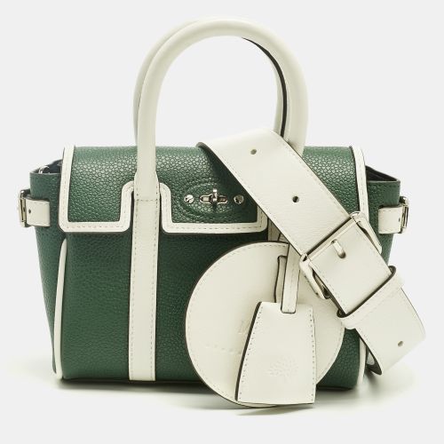Mulberry x Richard Malone Green/White Leather Mini Bayswater Satchel - Mulberry - Modalova