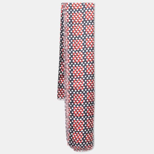 Mulberry Red & Navy Blue Dotty Printed Silk Square Scarf - Mulberry - Modalova