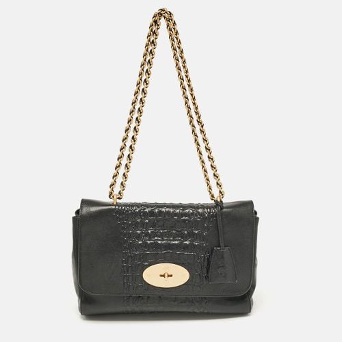 Mulberry Black Croc Embossed Leather and Leather Medium Lily Shoulder Bag - Mulberry - Modalova