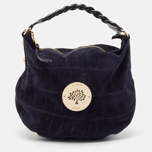 Mulberry Navy Blue Leather and Croc Embossed Suede Daria Hobo - Mulberry - Modalova