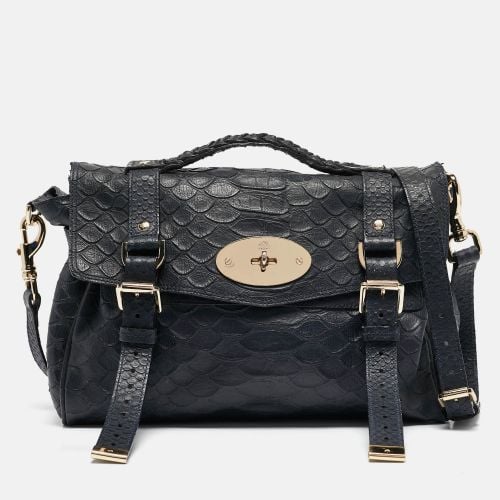 Mulberry Navy Blue Python Embossed Leather Alexa Satchel - Mulberry - Modalova