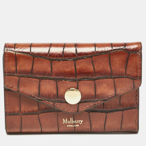 Croc Embossed Leather Trifold Wallet - Mulberry - Modalova