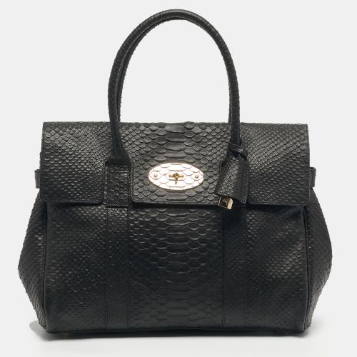 Python Effect Leather Bayswater Satchel - Mulberry - Modalova