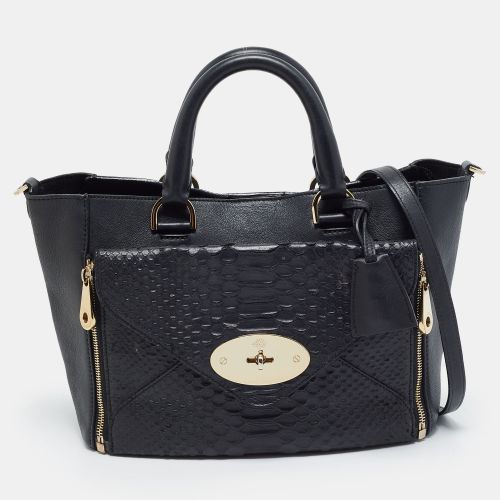 Willow Small Python Embossed and Leather Tote - Mulberry - Modalova