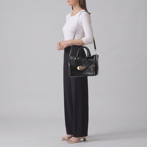 Willow Small Python Embossed and Leather Tote - Mulberry - Modalova