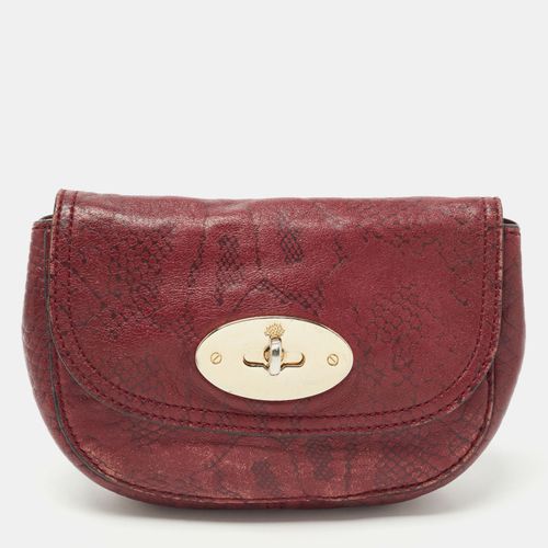 Mulberry Burgundy Python Embossed Leather Lily Pouch - Mulberry - Modalova