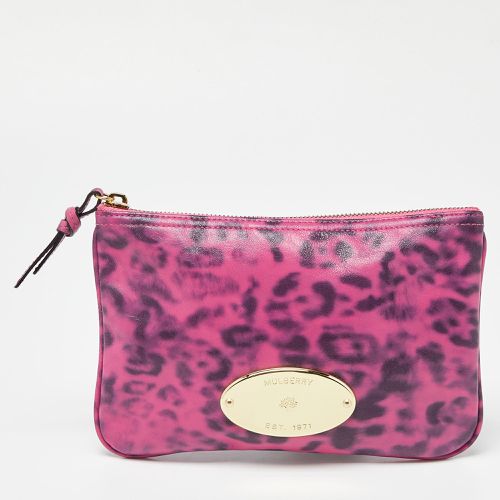 Leopard Print Leather Zip Pouch - Mulberry - Modalova