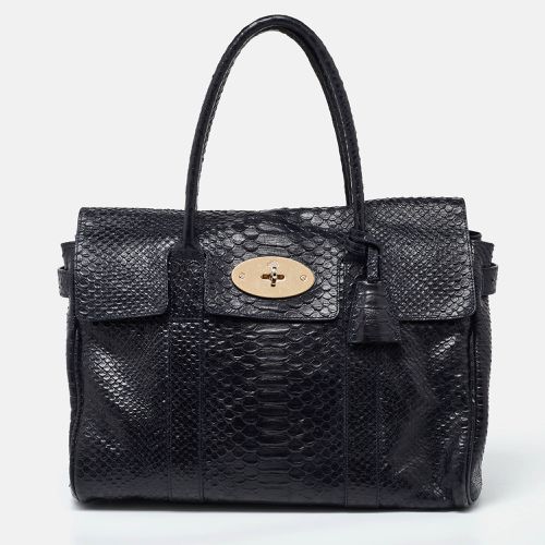 Deep Midnight Python Effect Leather Bayswater Satchel - Mulberry - Modalova