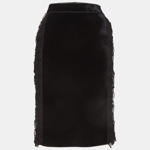 N21 Black Velvet Ruffled Pencil Skirt S - N21 - Modalova