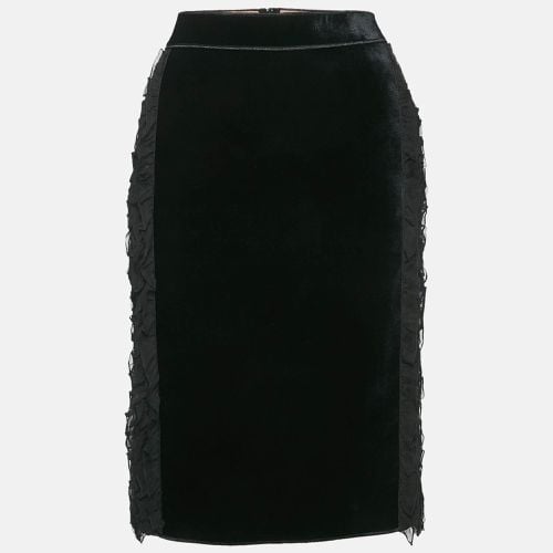 Nº21 Black Silk and Velvet Ruffled Pencil Skirt M - N21 - Modalova