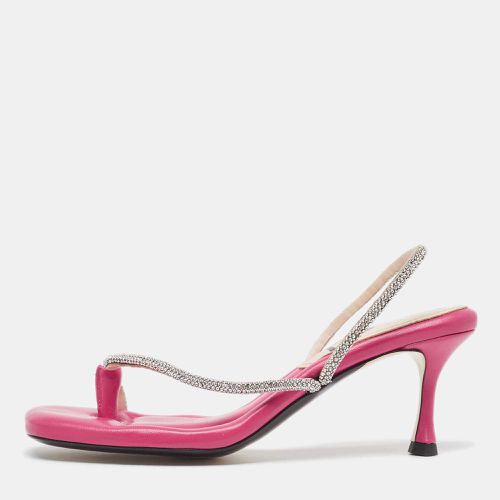 N21 Pink Leather Crystals Embellished Slingback Sandals Size 38 - N21 - Modalova