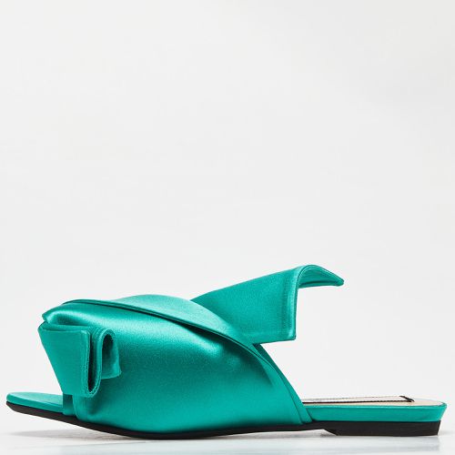 Nº21 Green Satin Knot Flat Mules Size 37 - N21 - Modalova