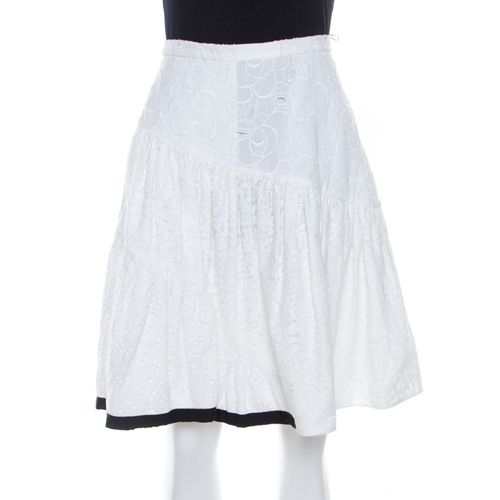 N21 White Cotton Lace Paneled A Line Skirt S - N21 - Modalova