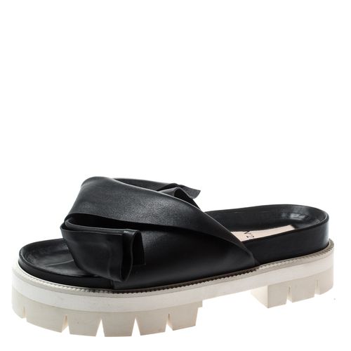 Leather Bow Platform Slides Size 39 - N21 - Modalova