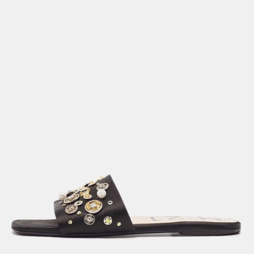 N21 Black Satin Embellished Flat Slides Size 39 - N21 - Modalova