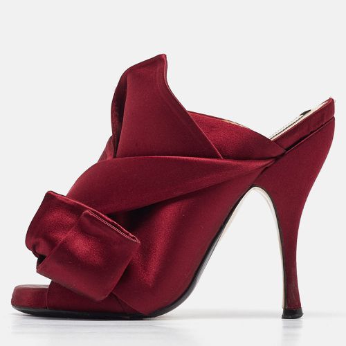 Nº21 Burgundy Satin Knotted Bow Mules Size 35 - N21 - Modalova