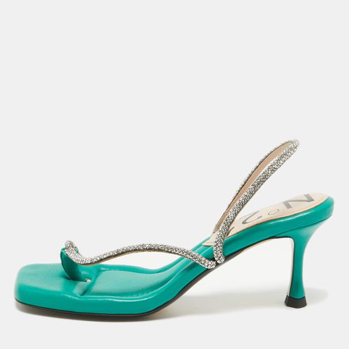 N°21 Green Leather Crystal Embellished Slingback Sandals Size 37 - N21 - Modalova