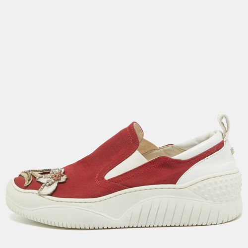 N21 Red Canvas Crystal Embellished Slip On Sneakers Size 37 - N21 - Modalova