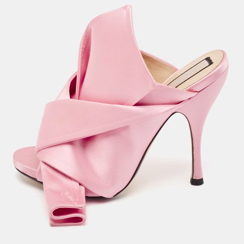 N21Pink Satin Raso Knot Peep Toe Mules Size 37.5 - N21 - Modalova