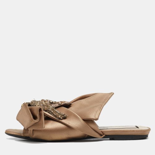 N°21 Brown Satin Raso Knot Flat Slides Sizes 37 - N21 - Modalova