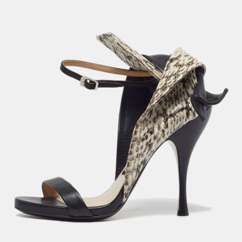 Size 37.5 Leather and Python Leather Ankle Strap Sandals - N21 - Modalova