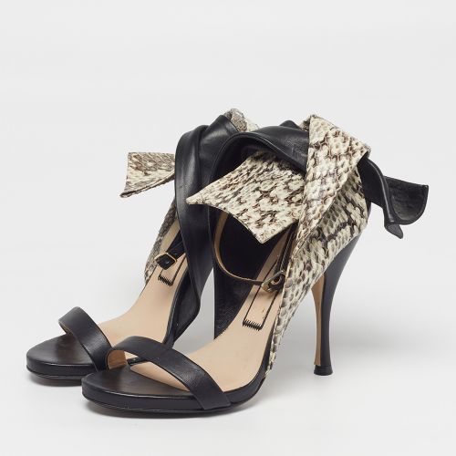 Size 37.5 Leather and Python Leather Ankle Strap Sandals - N21 - Modalova
