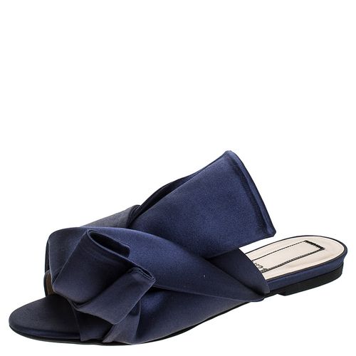 N21 Blue Satin Knot Flat Mules Size 37 - N21 - Modalova