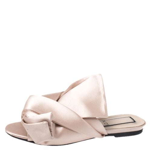 N21 Beige Satin Knot Flat Mules Size 36 - N21 - Modalova