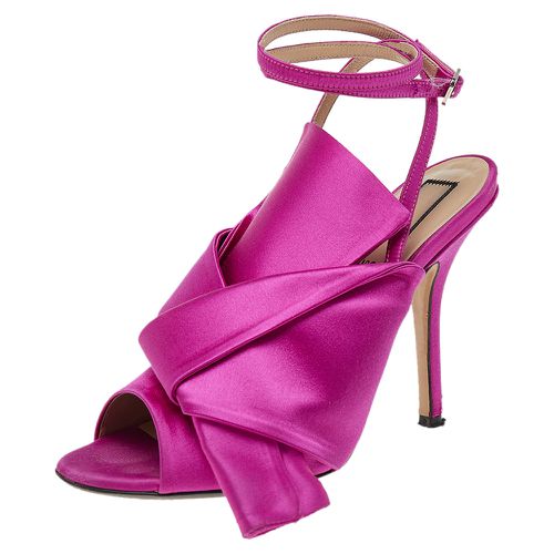 N21 Pink Satin Raso Knot Ankle Wrap Sandals Size 37 - N21 - Modalova