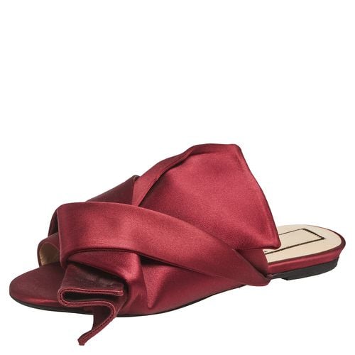 Nº21 Burgundy Satin Knot Flat Mules Size 37.5 - N21 - Modalova