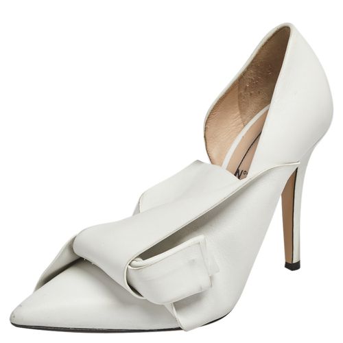 Nº21 White Leather Knot Pointed Toe Pumps Size 37 - N21 - Modalova