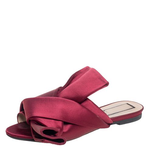 N21 Burgundy Satin Knotted Flats Size 36 - N21 - Modalova