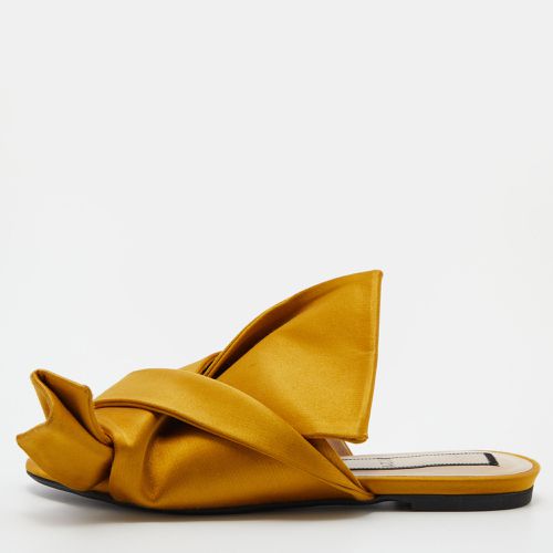 N°21 Mustard Yellow Satin Knot Flat Mules Size 37.5 - N21 - Modalova