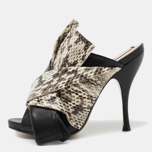 N21 Black/White Python Embossed and Leather Mule Sandals Size 37.5 - N21 - Modalova