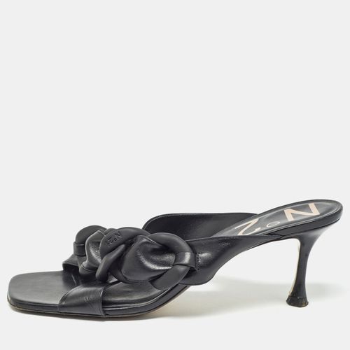 N°21 Black Leather Chain Detail Slide Sandals Size 41 - N21 - Modalova