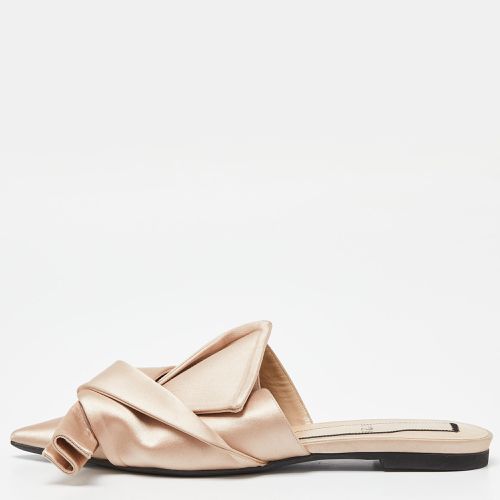 Nº21 Beige Knotted Satin Pointed Toe Flat Mules Size 40 - N21 - Modalova